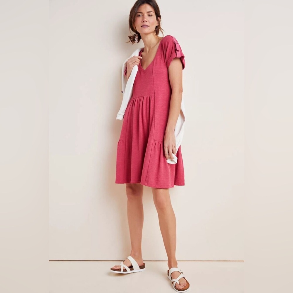 Anthropologie‎ Saturday Sunday Dress Womens Size MP Kathie Flounced Mini Ruffle - Picture 2 of 10